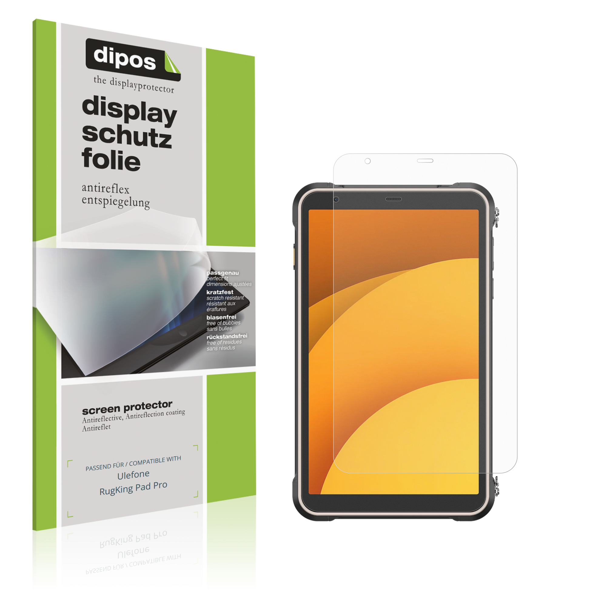 Matte Displayschutzfolie von dipos passend für Ulefone RugKing Pad Pro, präziser Zuschnitt und blasenfrei montiert