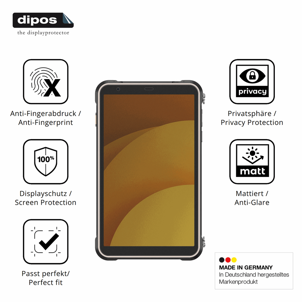 Privatsphäre-Schutz durch Sichtschutz-Folie passend zugeschnitten für Ulefone RugKing Pad Pro