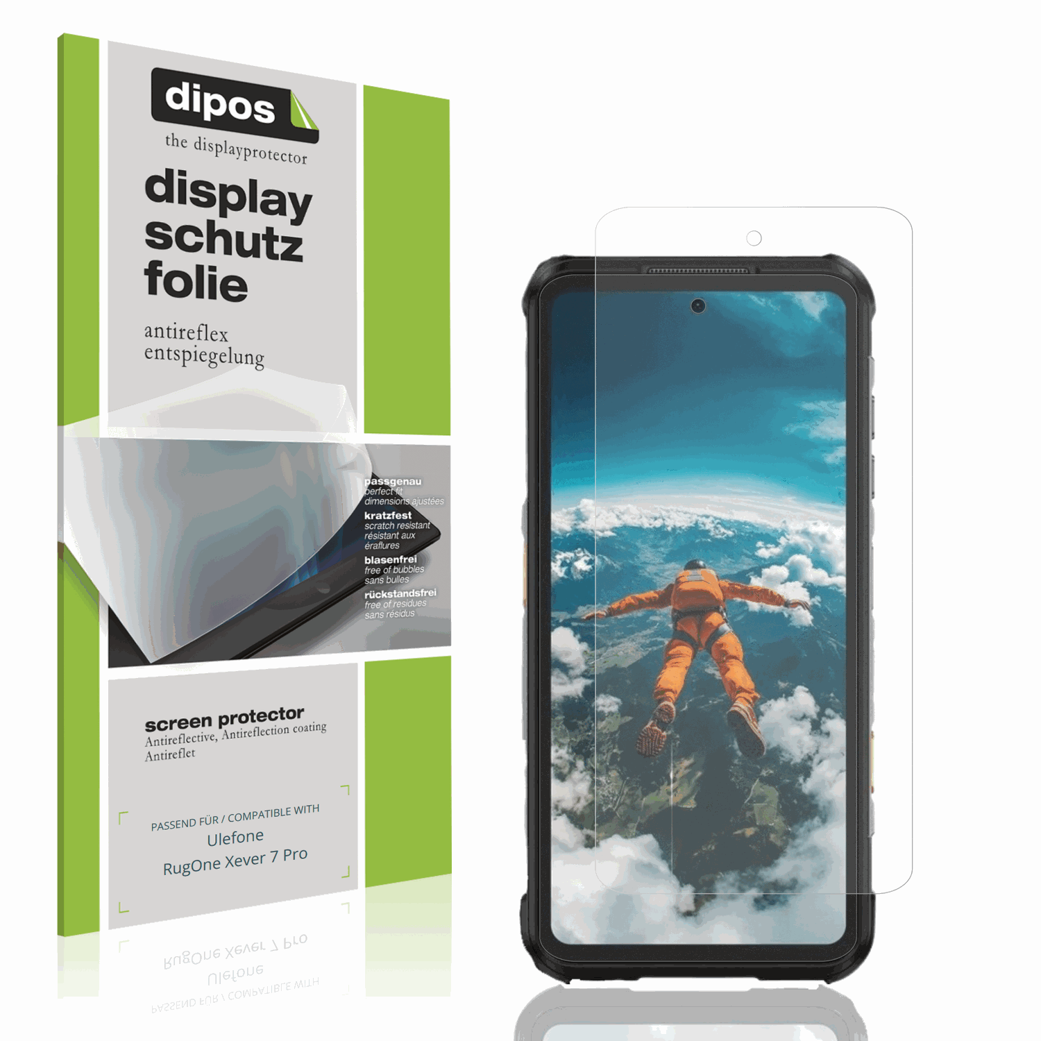 Matte Displayschutzfolie von dipos passend für Ulefone RugOne Xever 7 Pro, präziser Zuschnitt und blasenfrei montiert