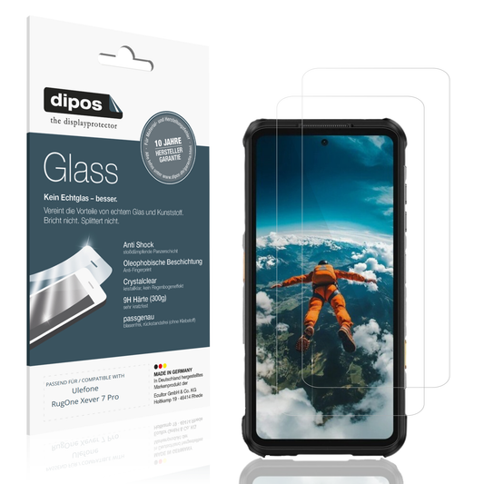 Klare Displayschutzfolie von dipos passend für Ulefone RugOne Xever 7 Pro, 9H kratzfest und blasenfrei montiert