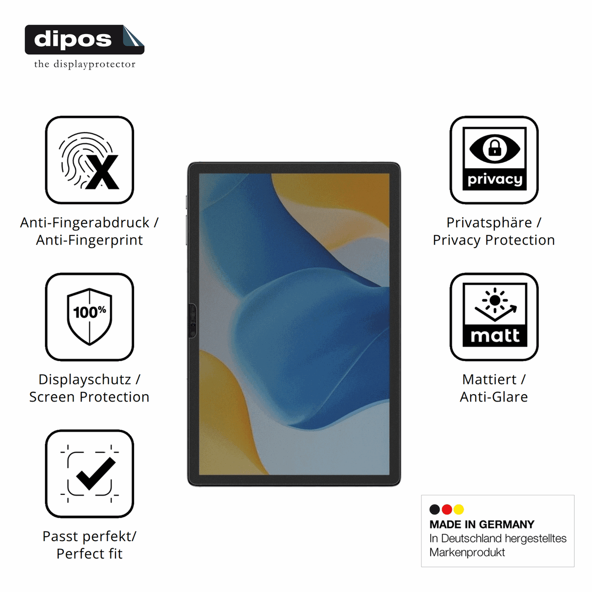 Privatsphäre-Schutz durch Sichtschutz-Folie passend zugeschnitten für ulefonetab a10