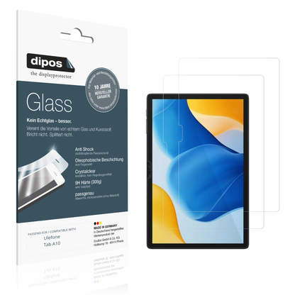 Klare Displayschutzfolie von dipos passend für ulefonetab a10, 9H kratzfest und blasenfrei montiert