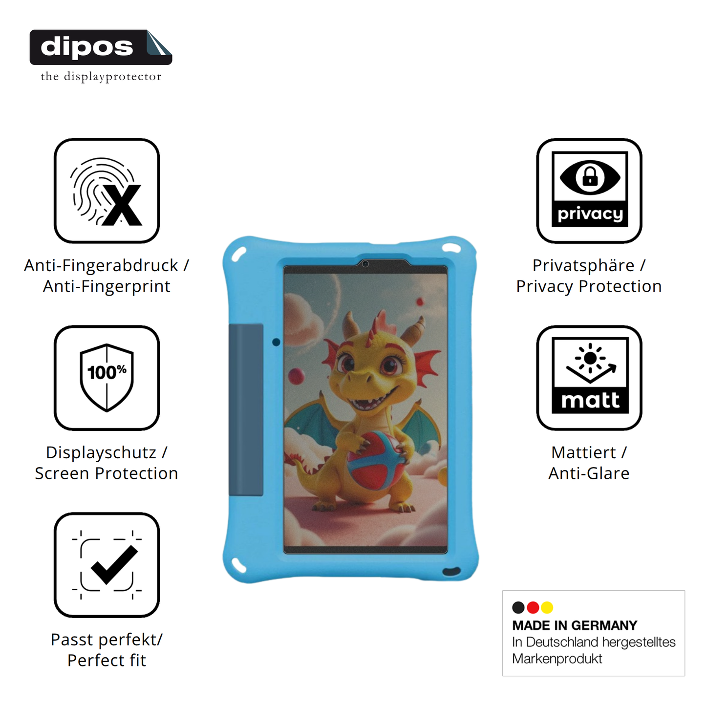 Privatsphäre-Schutz durch Sichtschutz-Folie passend zugeschnitten für ulefonetab a9 pro kids