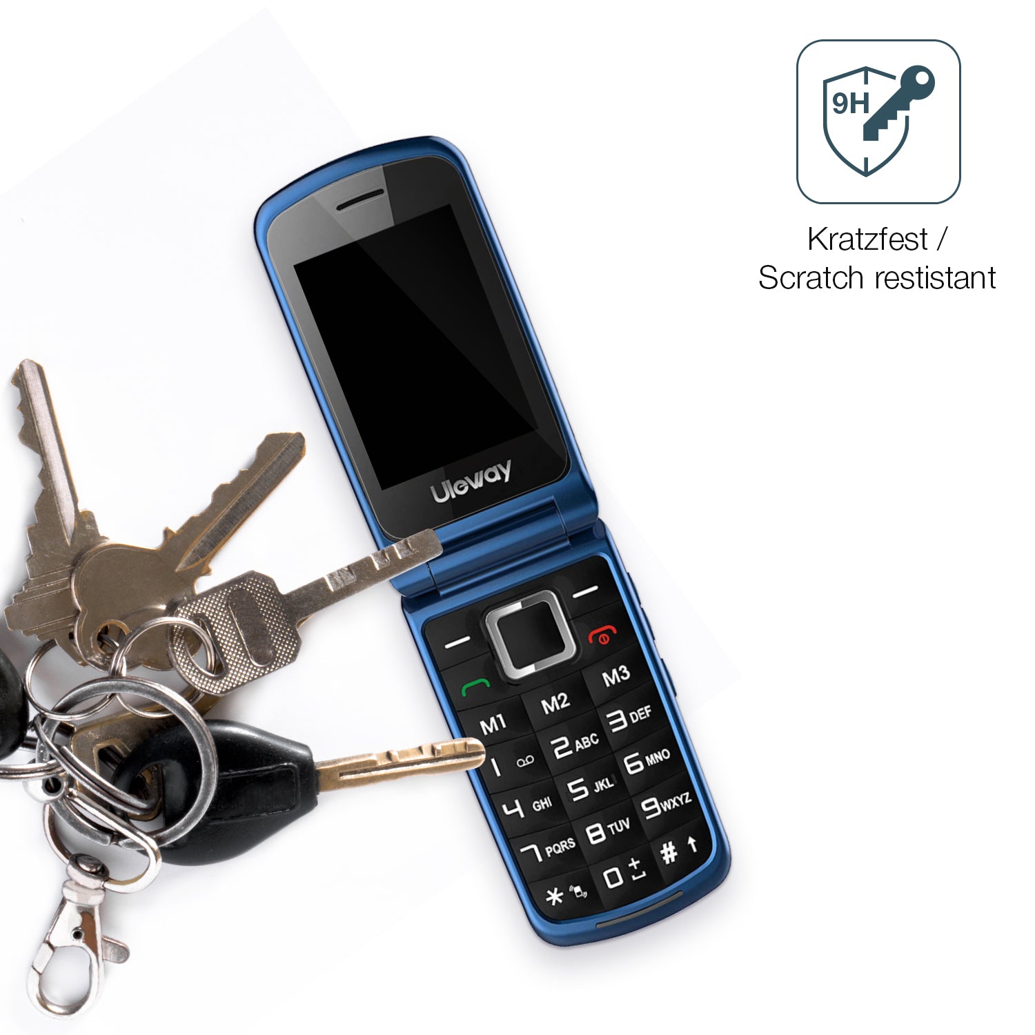 dipos Displayschutz für uleway G380 Seniorenhandy, transparente Oberfläche, perfekte Passform auch für die Rundungen