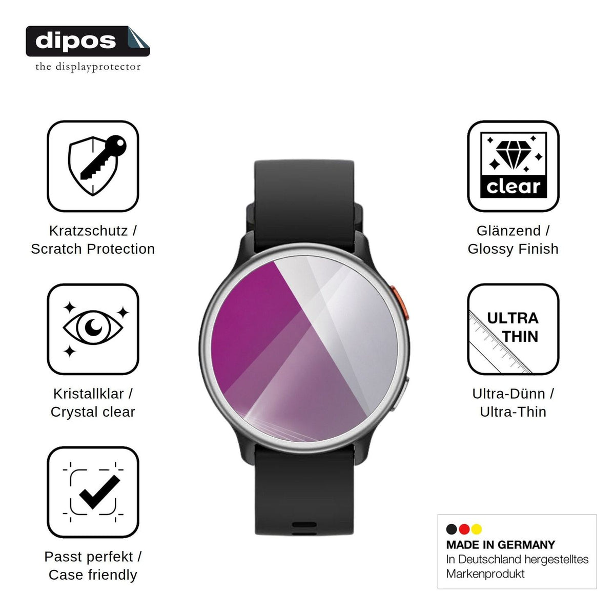 6x Schutzfolie klar für aeac 1.27 Smartwatch Display-Schutzfolie