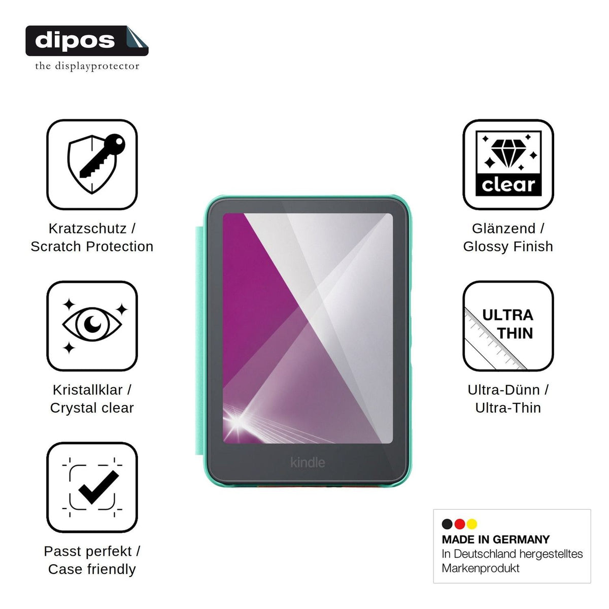 2x Schutzfolie klar für Amazon Kindle Colorsoft Kids 2026 Display-Schutzfolie
