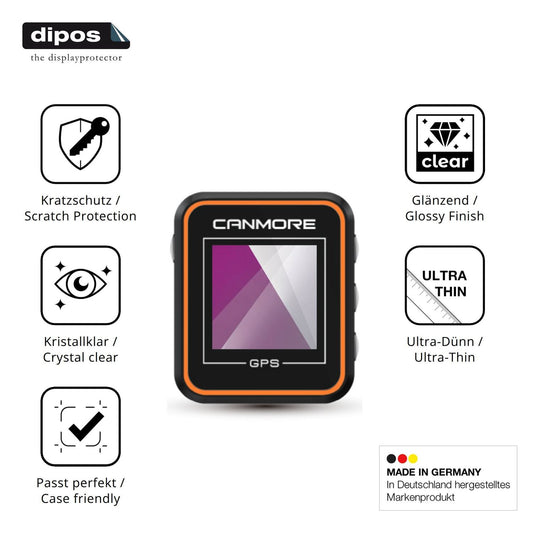 Klare Displayschutzfolie von dipos passend für Canmore H-300, präziser Zuschnitt und blasenfrei montiert