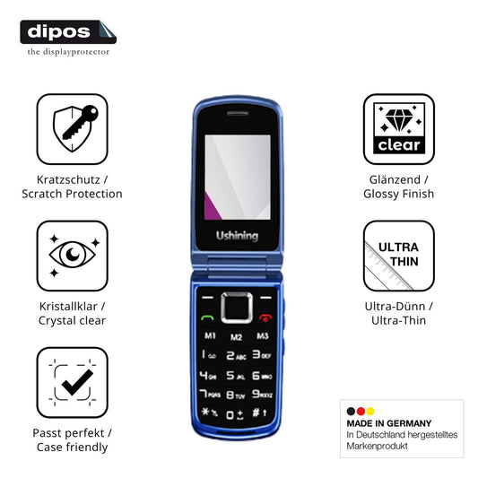 Klare Displayschutzfolie von dipos passend für CHAKEYAKE G380D, präziser Zuschnitt und blasenfrei montiert