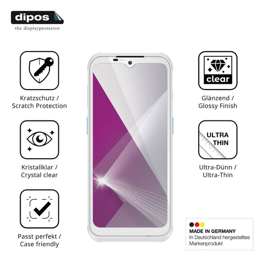 Klare Displayschutzfolie von dipos passend für Conker SX65 HC, präziser Zuschnitt und blasenfrei montiert