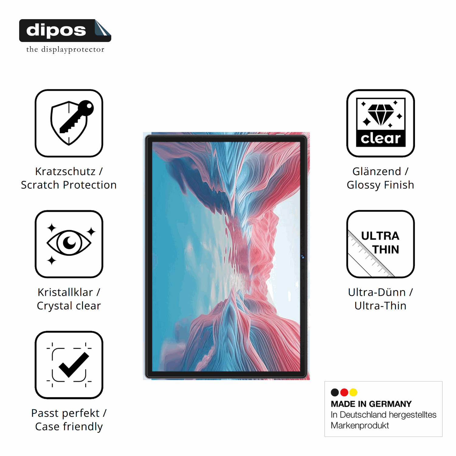Displayschutz hergestellt in Deutschland, höchste Qualität made in Germany