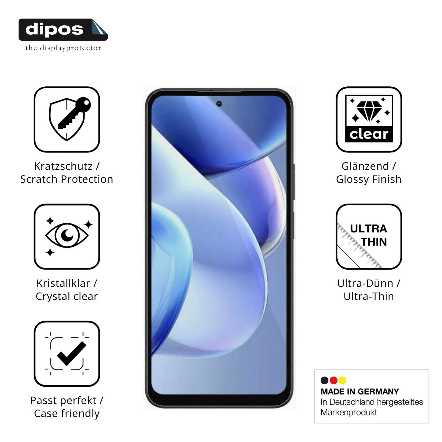 Displayschutz hergestellt in Deutschland, höchste Qualität made in Germany