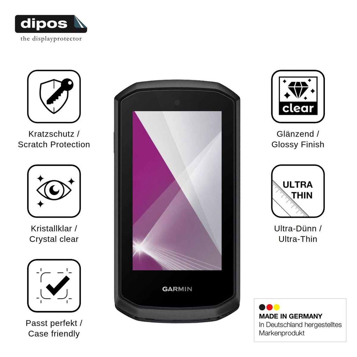 2x Schutzfolie klar für Garmin Edge Explore 3 Plus Display-Schutzfolie