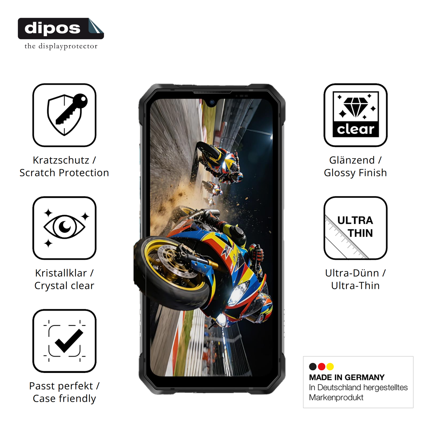Displayschutz hergestellt in Deutschland, höchste Qualität made in Germany