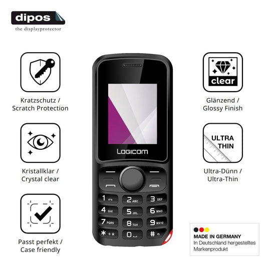 Klare Displayschutzfolie von dipos passend für Logicom Le Power 170, präziser Zuschnitt und blasenfrei montiert