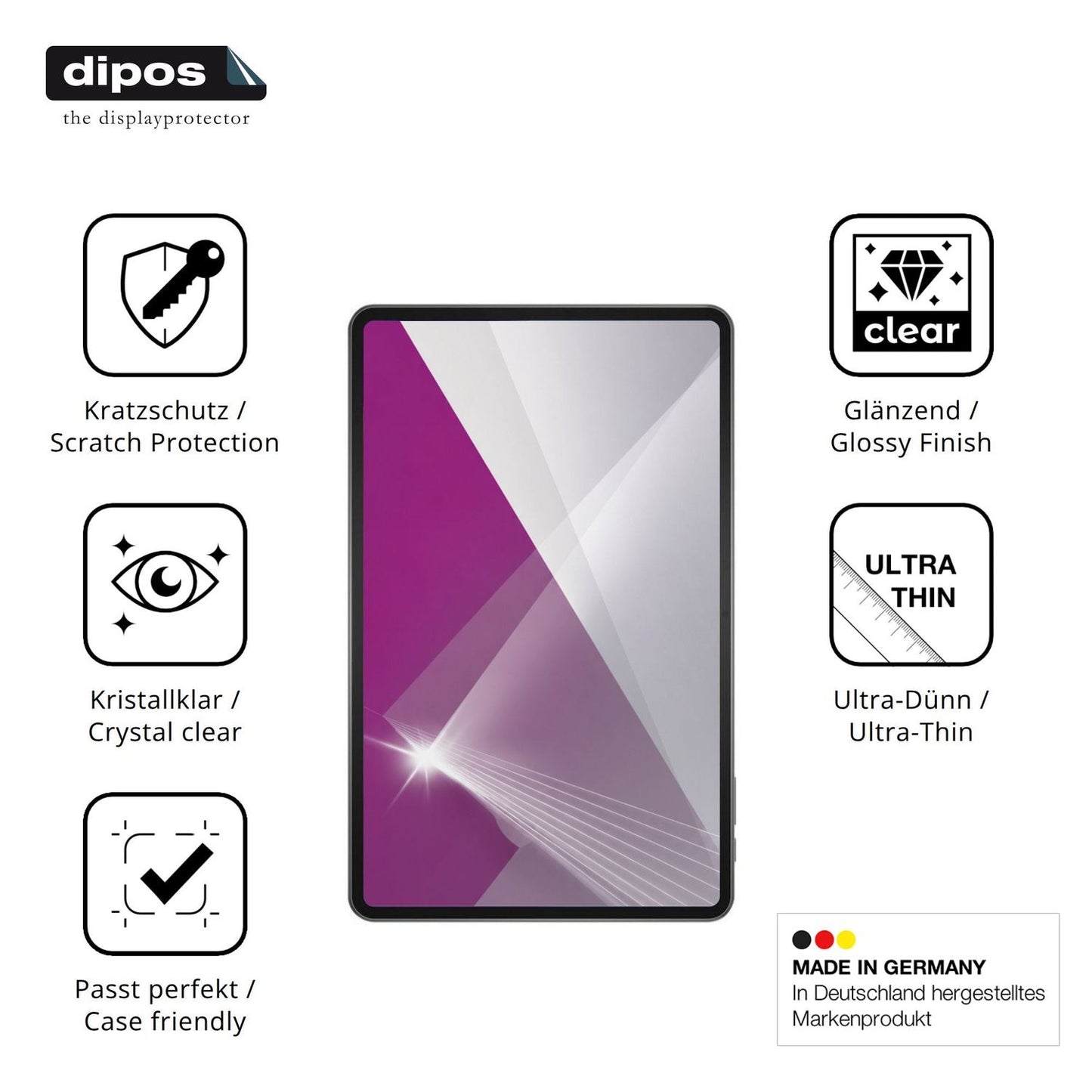 Displayschutz hergestellt in Deutschland, höchste Qualität made in Germany