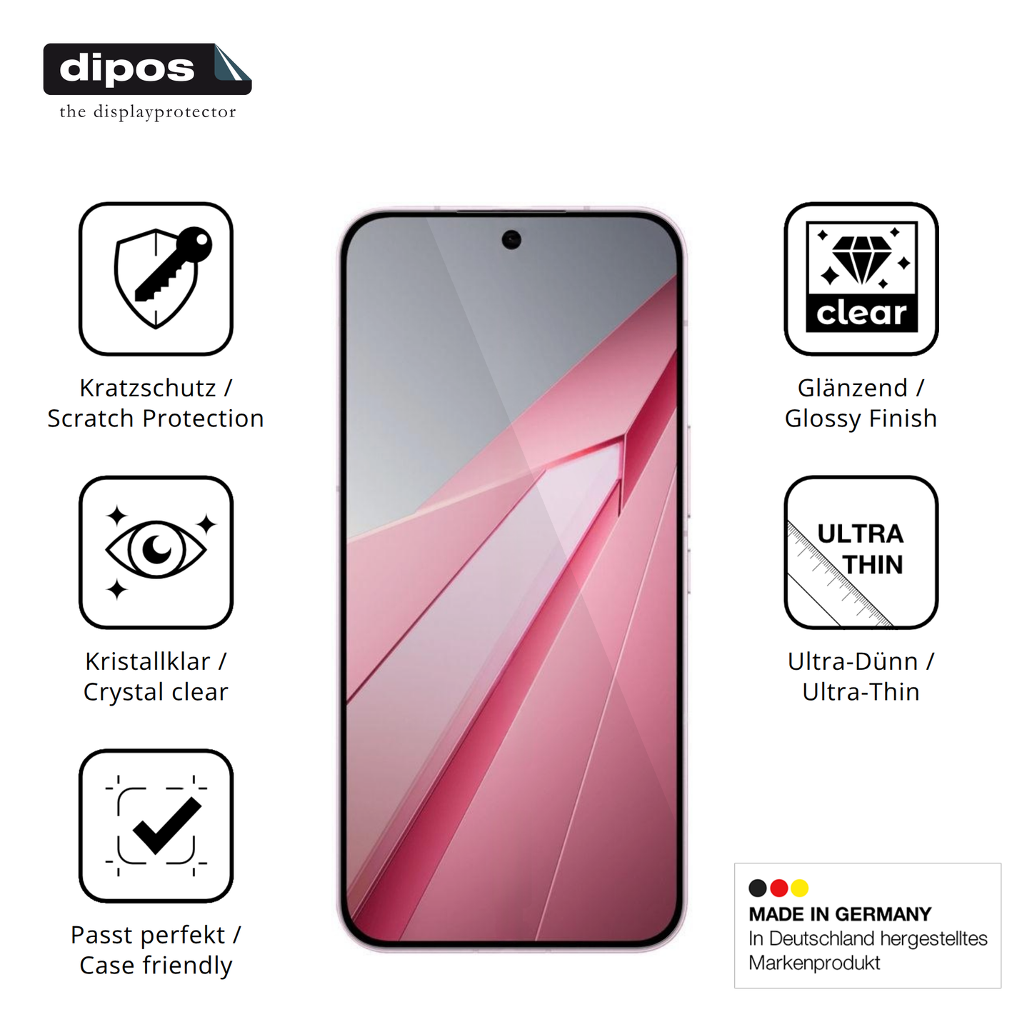 Displayschutz hergestellt in Deutschland, höchste Qualität made in Germany