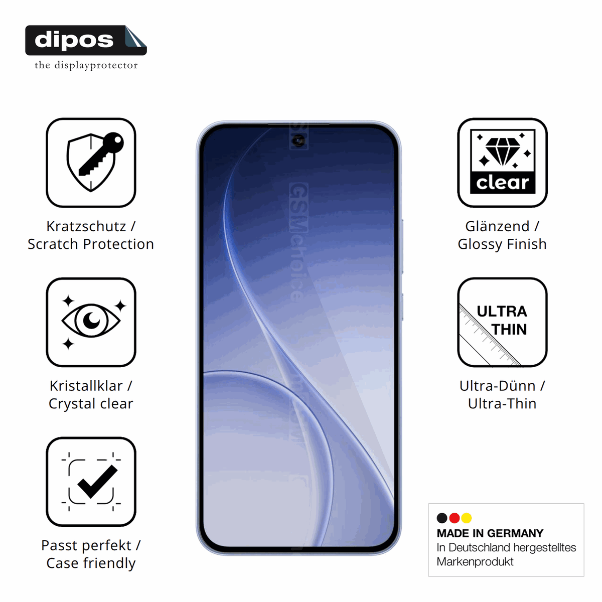 Displayschutz hergestellt in Deutschland, höchste Qualität made in Germany