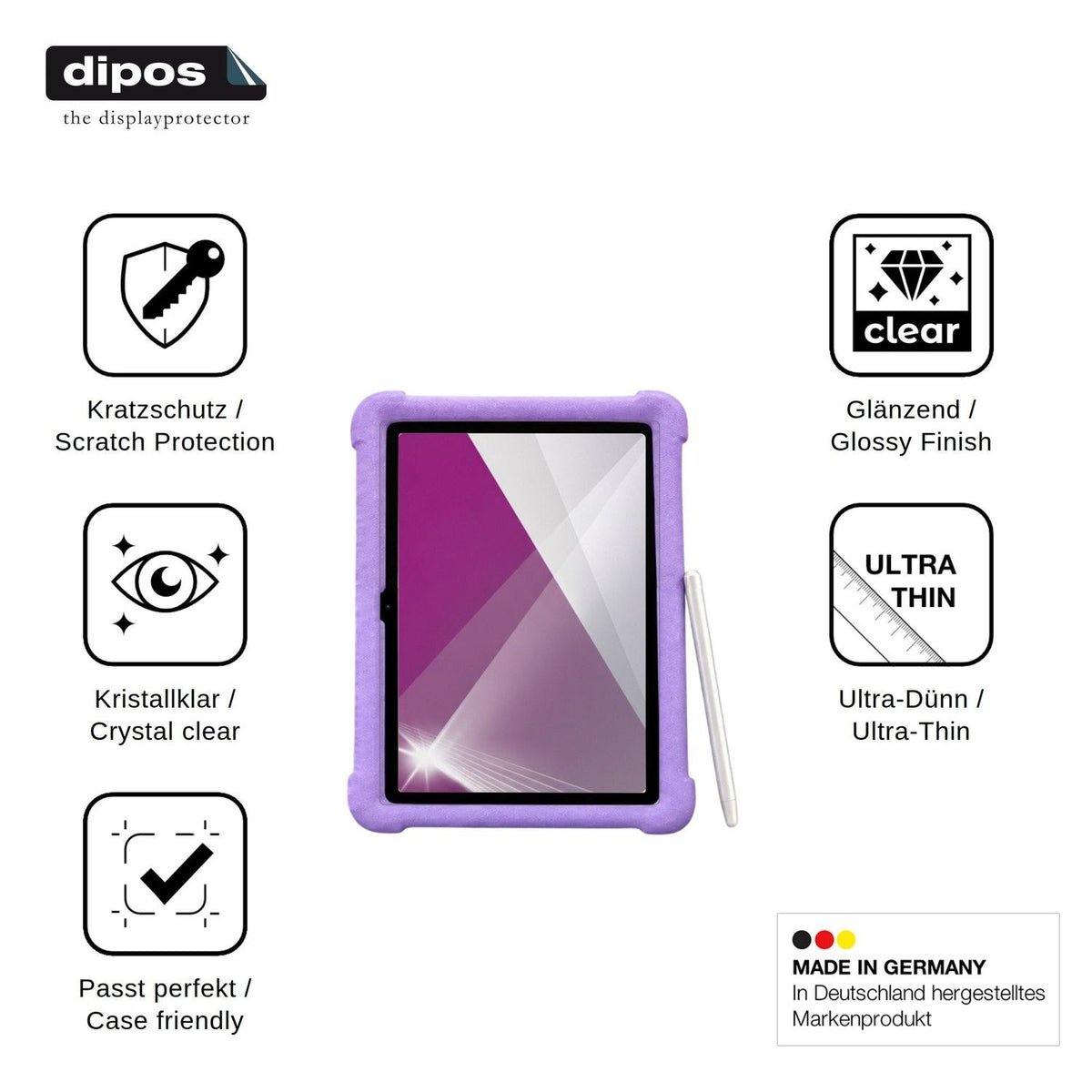 2x Schutzfolie klar für ZONKO Kinder Tablet 10 Display-Schutzfolie