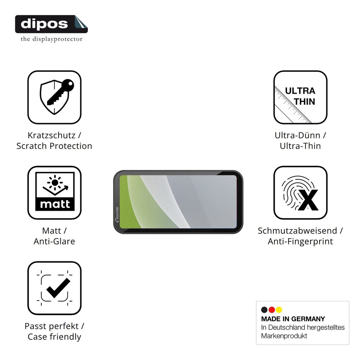 Displayschutz hergestellt in Deutschland, höchste Qualität made in Germany