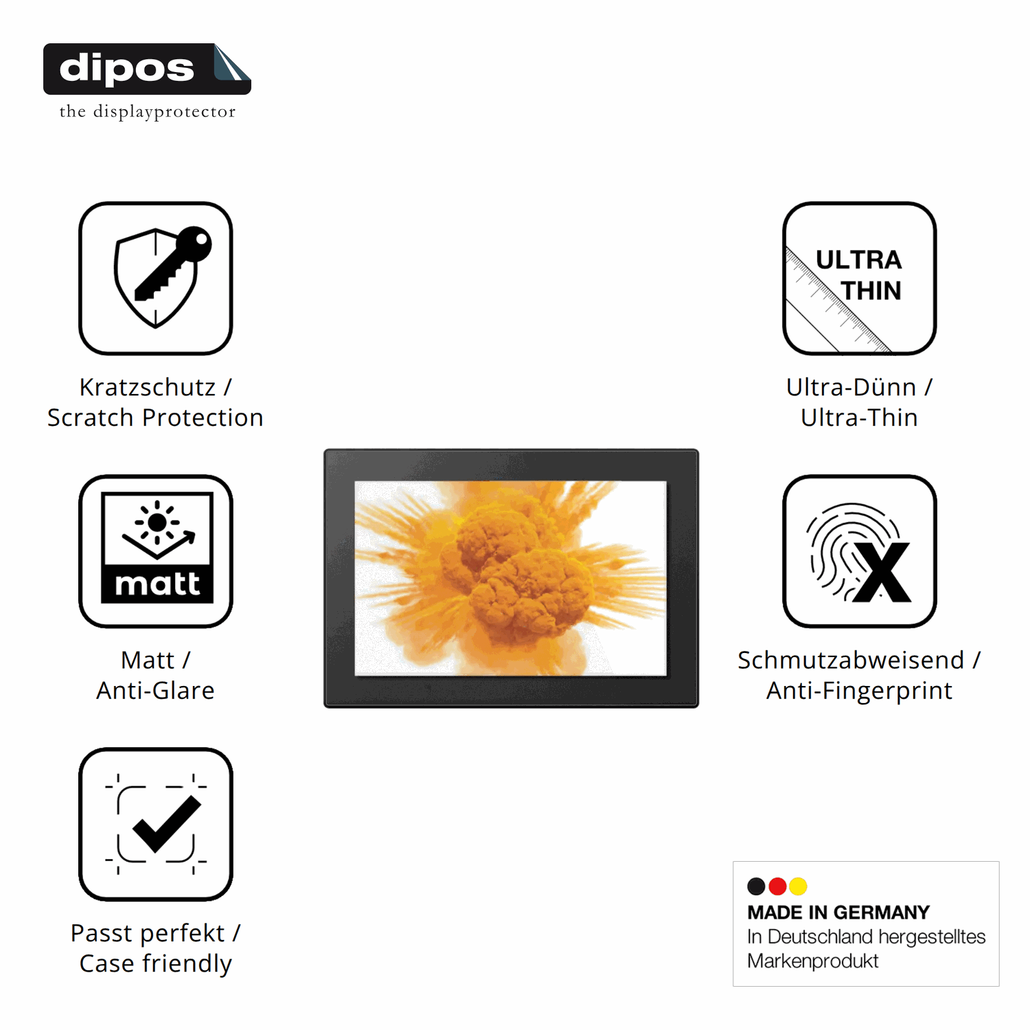 Displayschutz hergestellt in Deutschland, höchste Qualität made in Germany