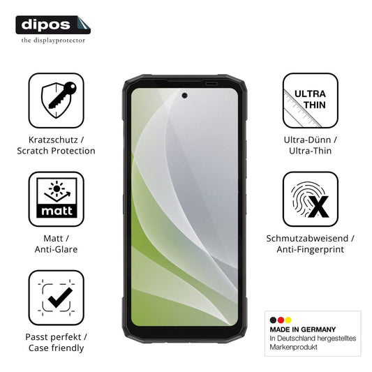 Matte Displayschutzfolie von dipos passend für Doogee Blade20 Plus, präziser Zuschnitt und blasenfrei montiert
