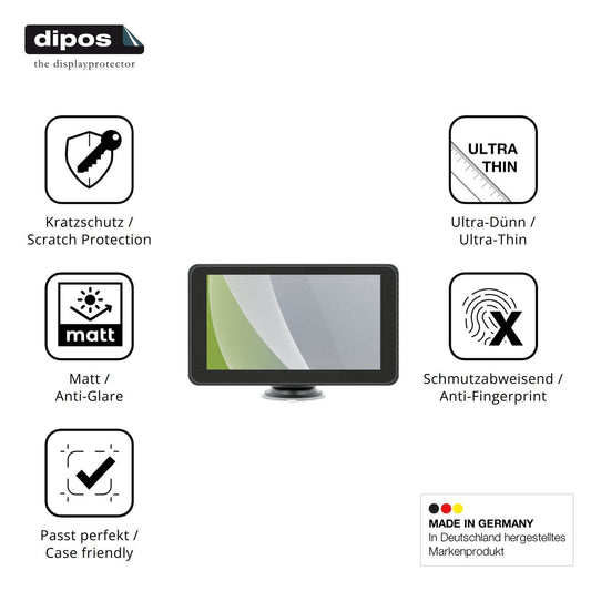 Matte Displayschutzfolie von dipos passend für geekmaxi SD7293A 7 Zoll, präziser Zuschnitt und blasenfrei montiert