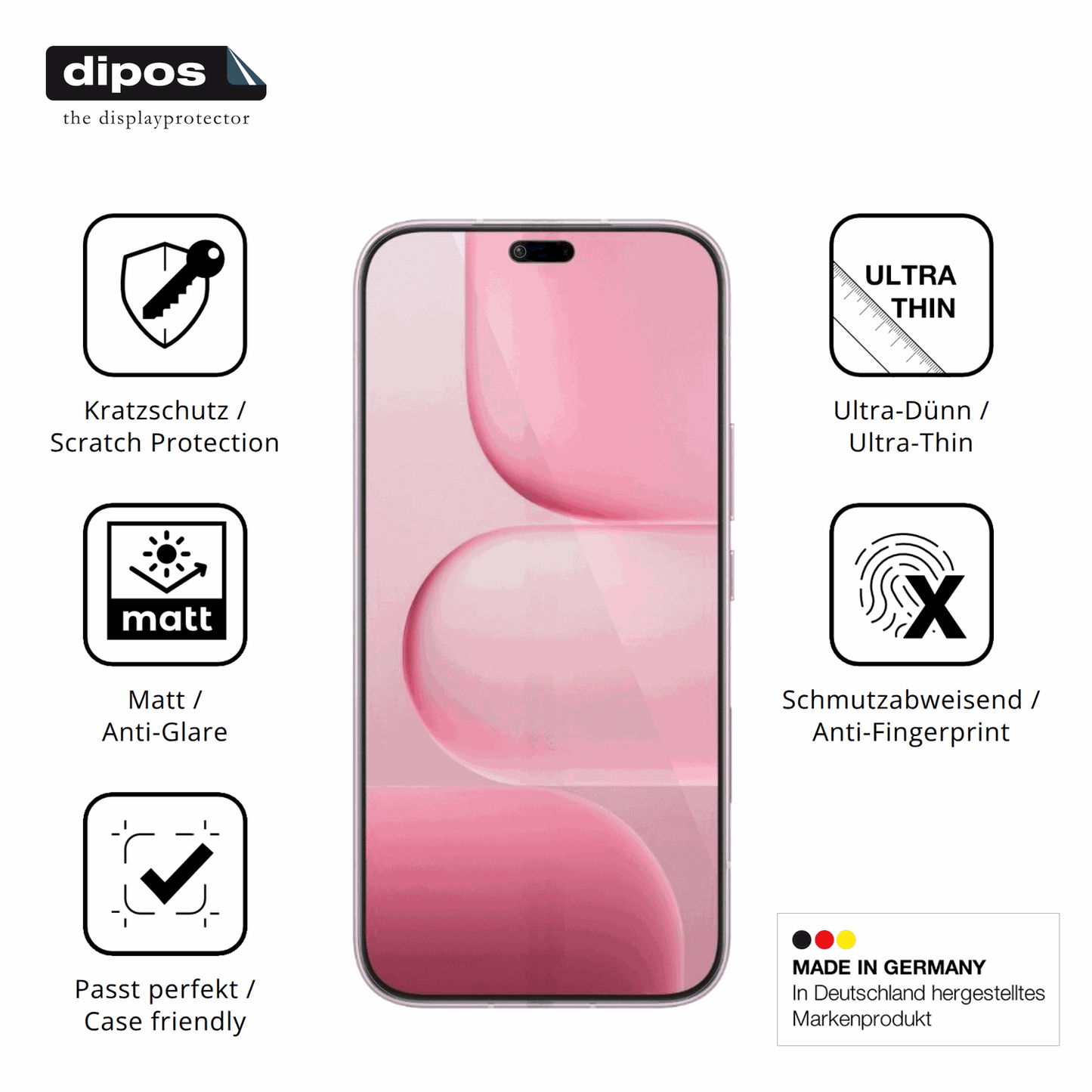 Displayschutz hergestellt in Deutschland, höchste Qualität made in Germany