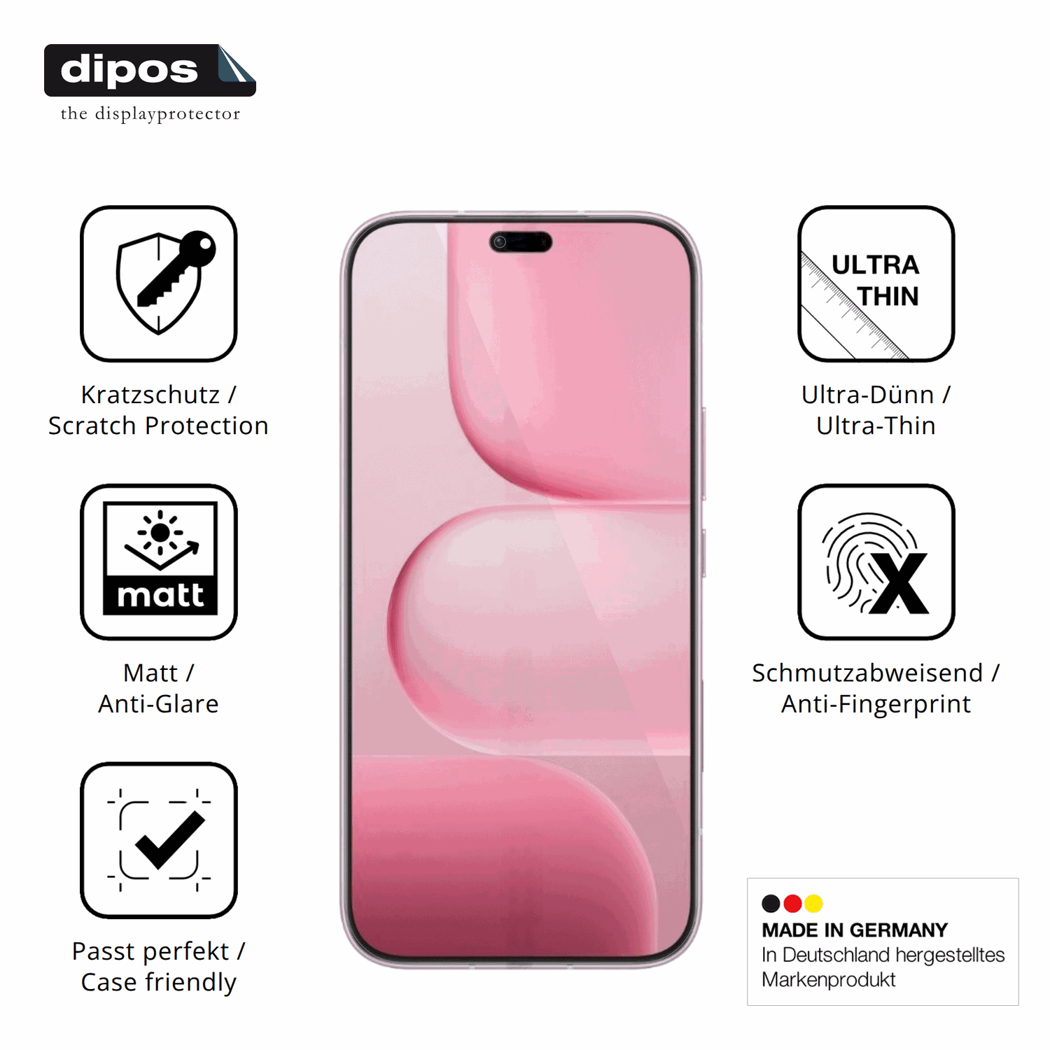 Displayschutz hergestellt in Deutschland, höchste Qualität made in Germany