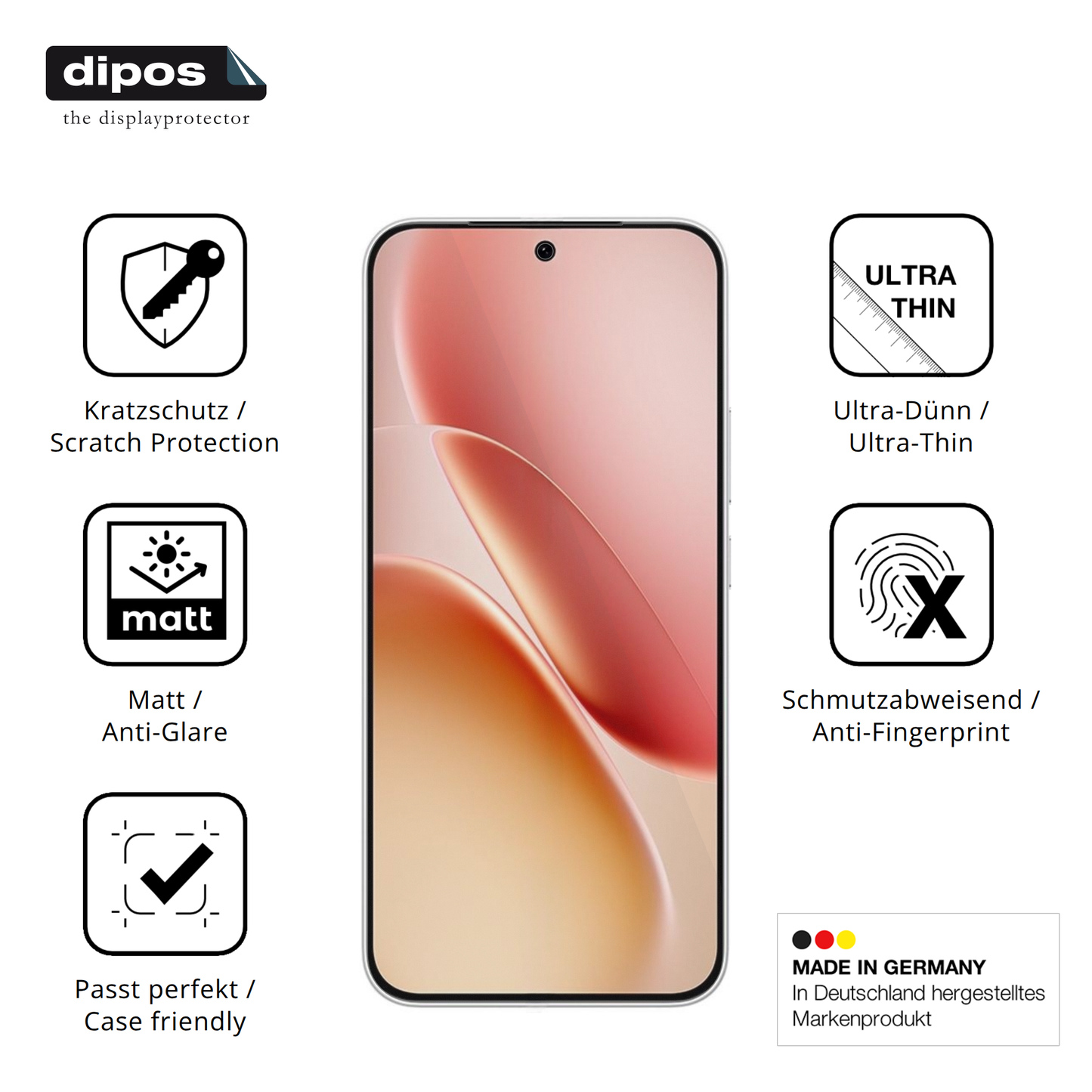Displayschutz hergestellt in Deutschland, höchste Qualität made in Germany
