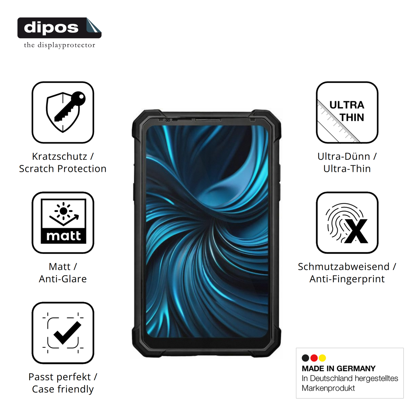 Displayschutz hergestellt in Deutschland, höchste Qualität made in Germany