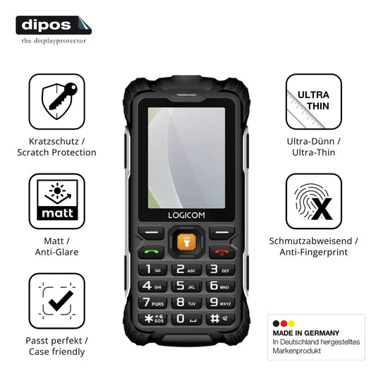 Matte Displayschutzfolie von dipos passend für Logicom Xtrem 60, präziser Zuschnitt und blasenfrei montiert