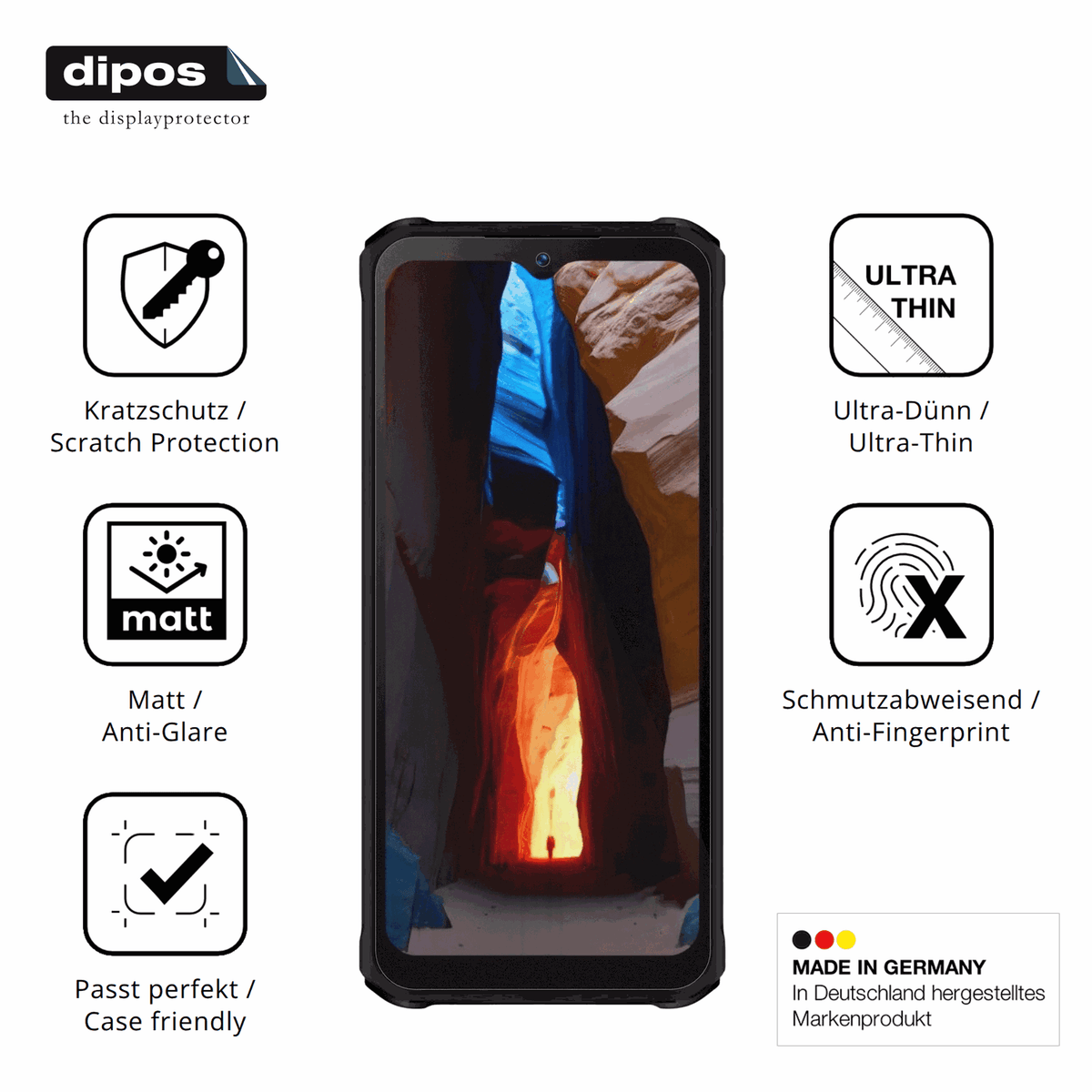 Displayschutz hergestellt in Deutschland, höchste Qualität made in Germany