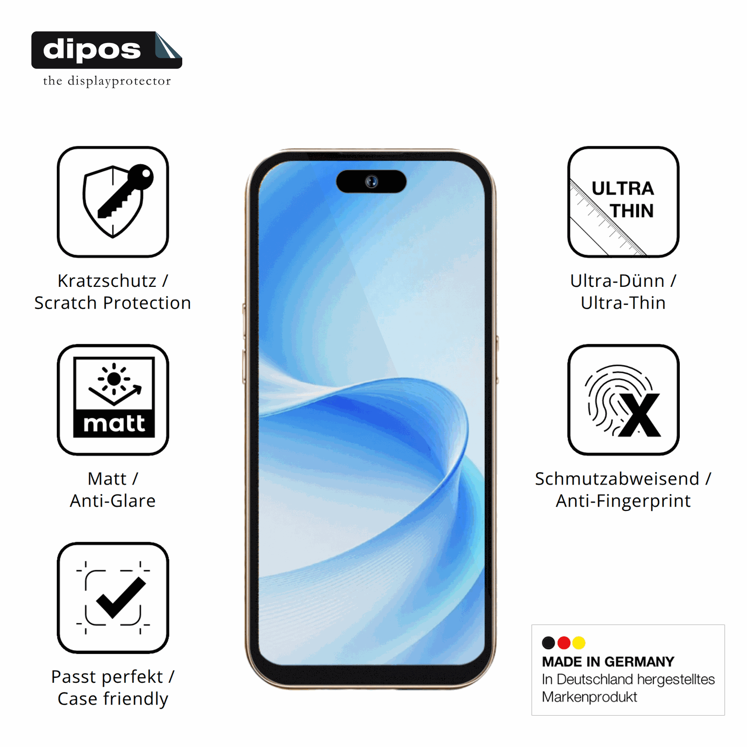 Displayschutz hergestellt in Deutschland, höchste Qualität made in Germany