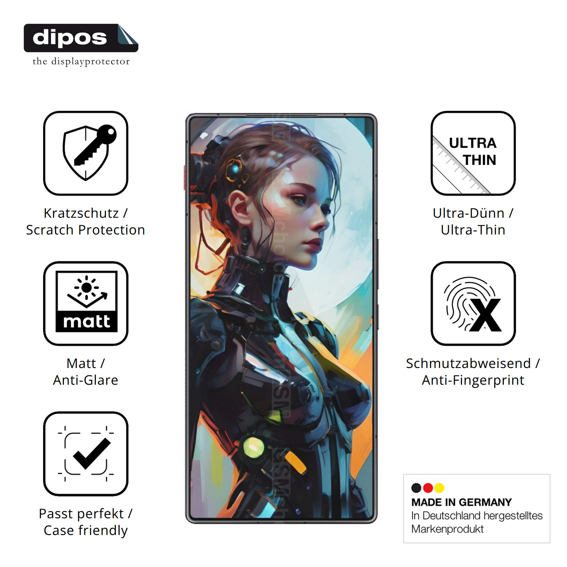 Displayschutz hergestellt in Deutschland, höchste Qualität made in Germany