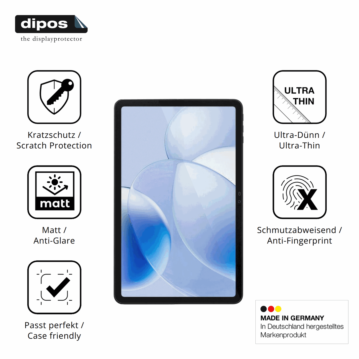 Displayschutz hergestellt in Deutschland, höchste Qualität made in Germany