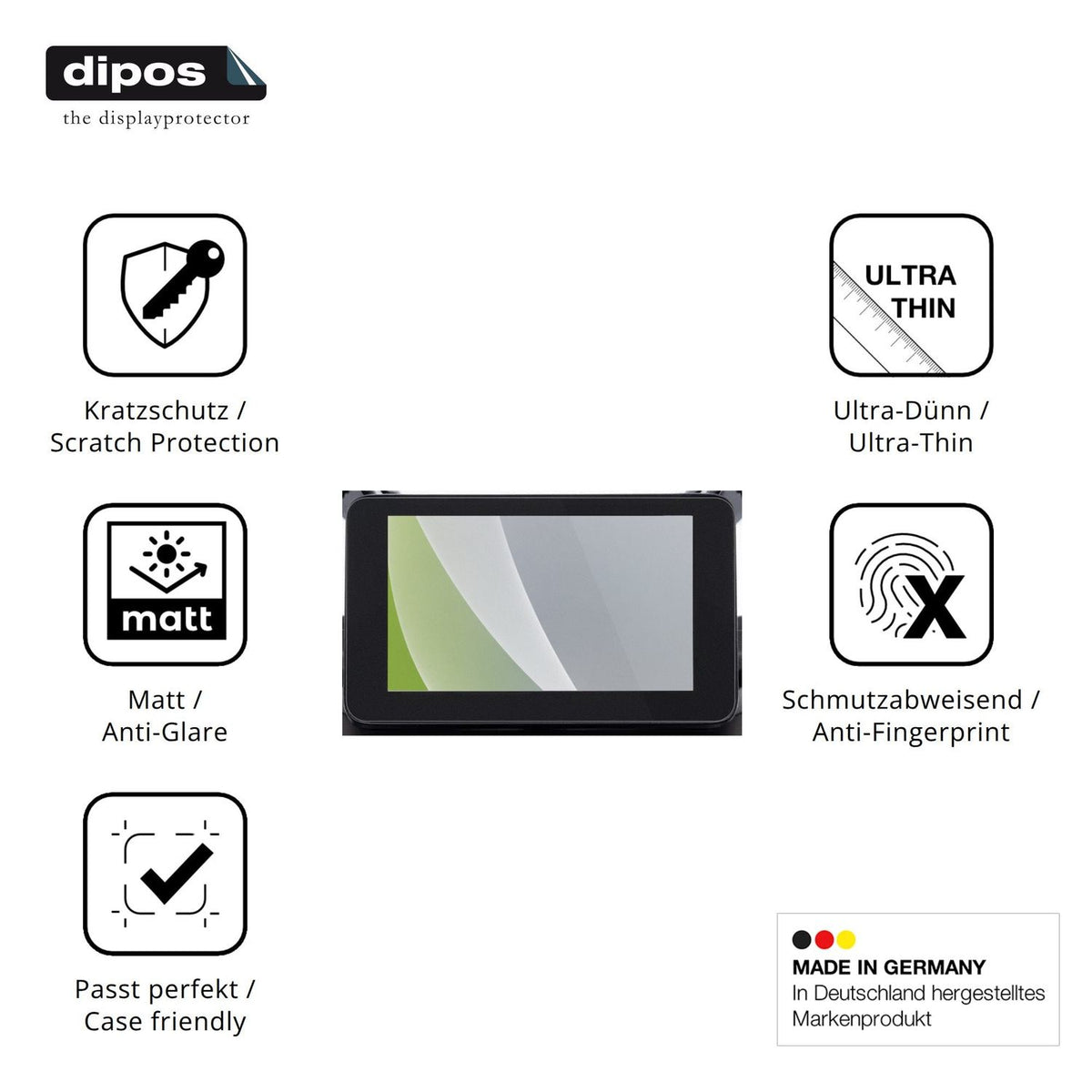 Displayschutz hergestellt in Deutschland, höchste Qualität made in Germany