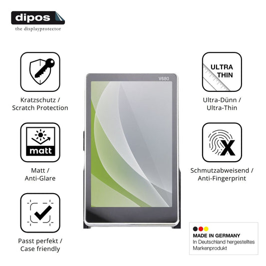 Matte Displayschutzfolie von dipos passend für RiToEasysports V680, präziser Zuschnitt und blasenfrei montiert