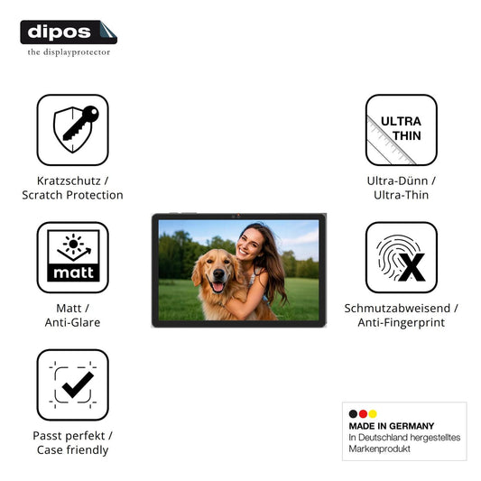 Matte Displayschutzfolie von dipos passend für TABWEE T70, präziser Zuschnitt und blasenfrei montiert