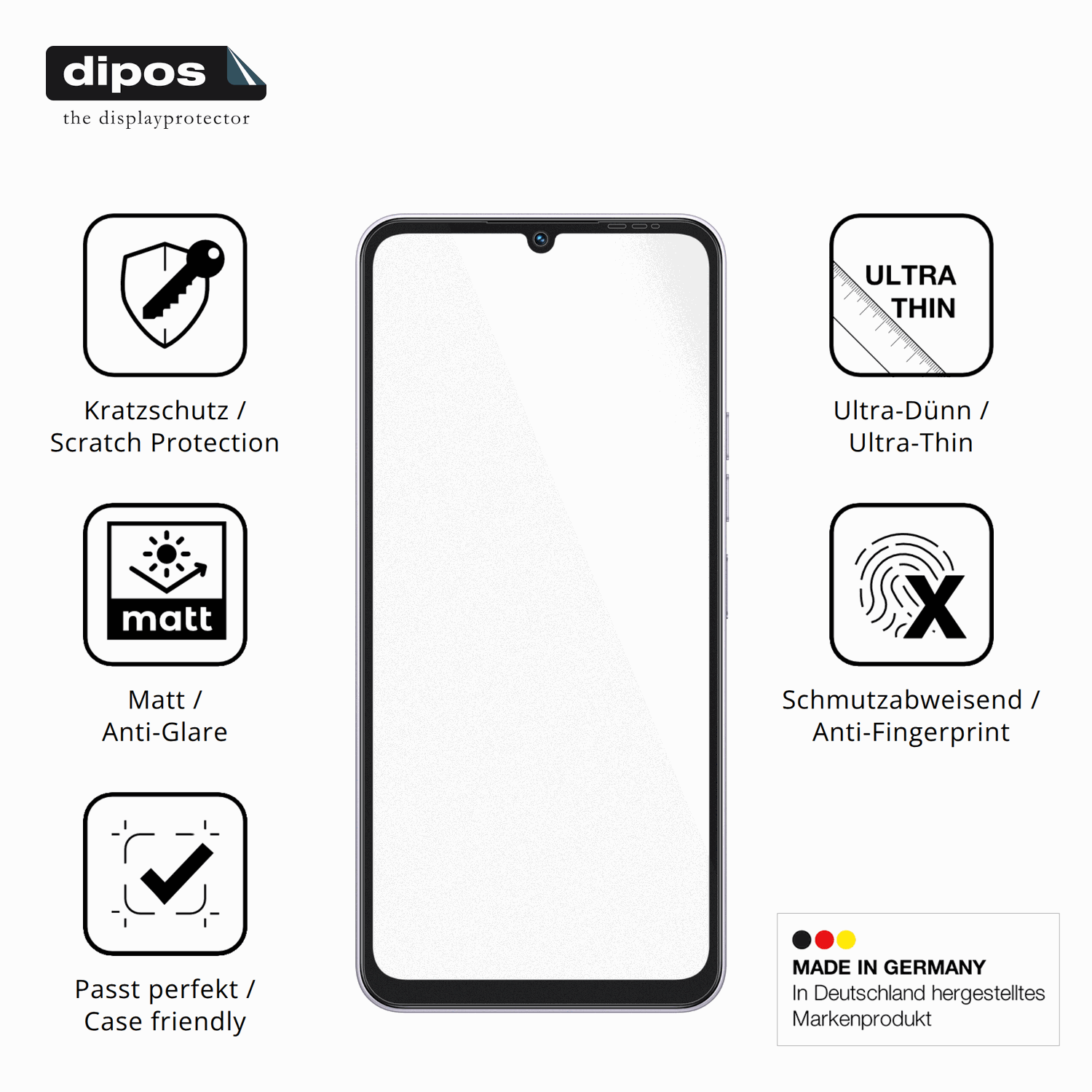 Displayschutz hergestellt in Deutschland, höchste Qualität made in Germany