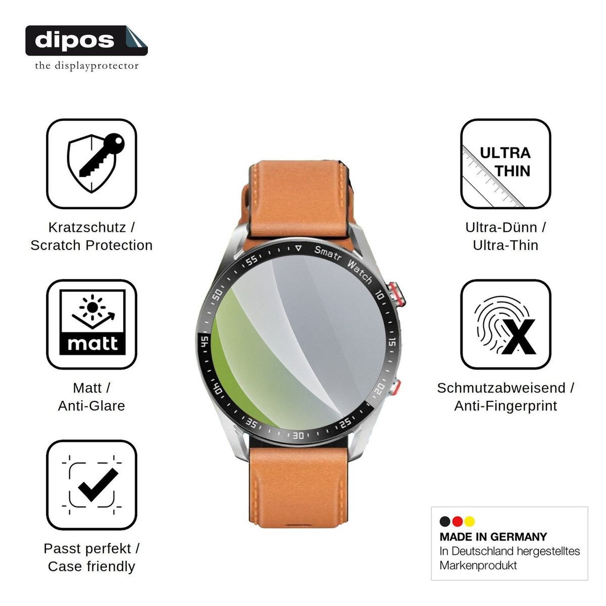 6x Schutzfolie matt für YEMASTER Smartwatch 1.28 Display-Schutzfolie