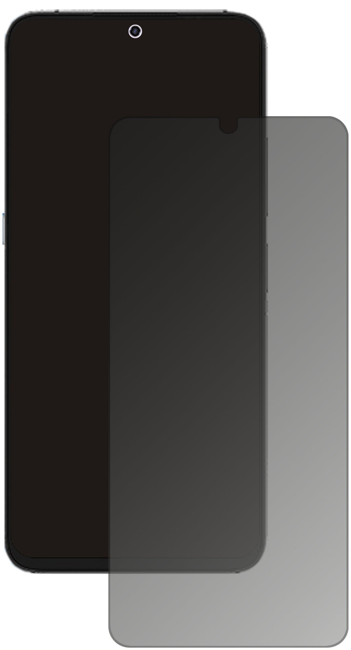 UmidigiA11 Pro Max mit aufgebrachtem dipos Displayschutz, der seitliche Einblicke blockiert