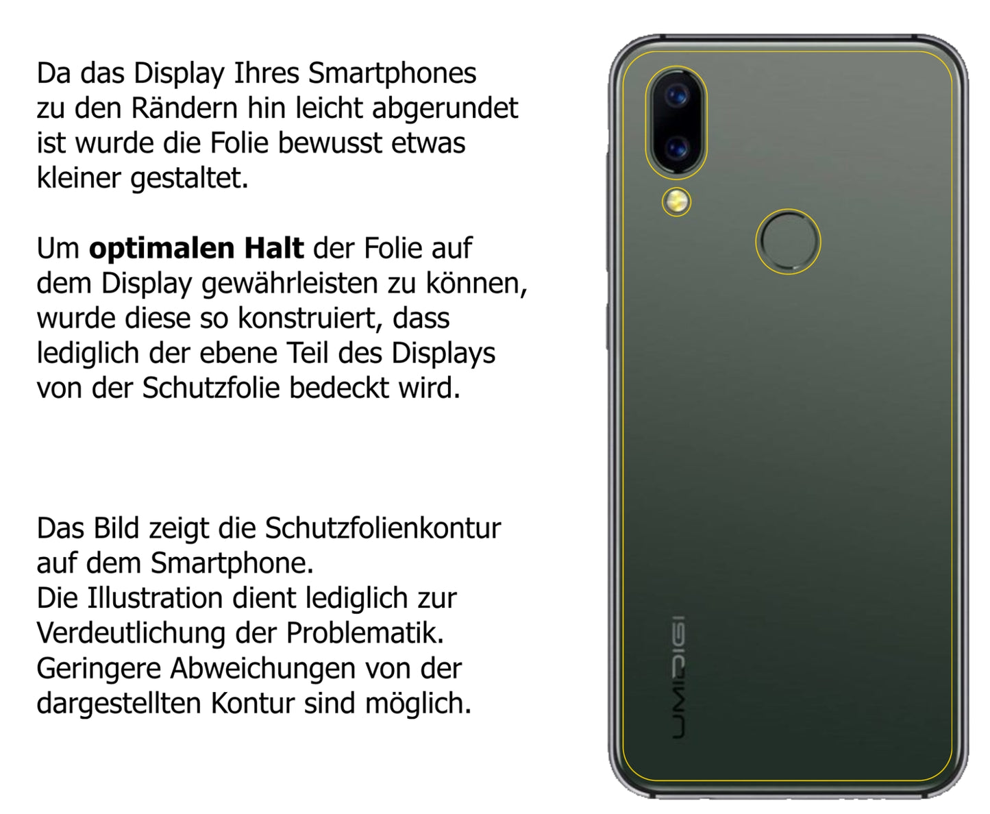 1x 9H Schutzfolie matt für Umidigi A3S Rückseite Panzerfolie