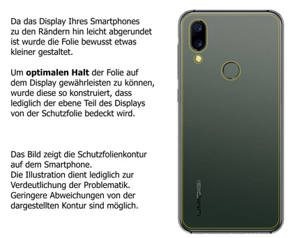 1x 9H Schutzfolie matt für Umidigi A3S Rückseite Panzerfolie