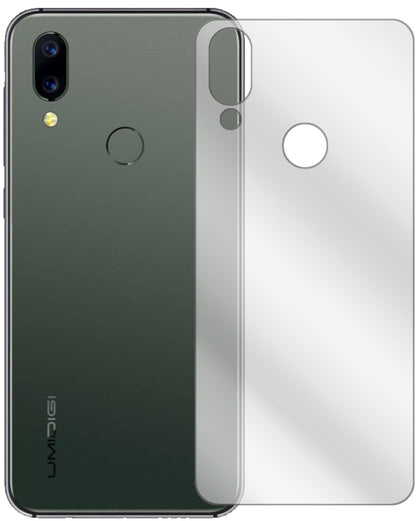 UmidigiA3S Rückseite mit aufgebrachter dipos Displayschutzfolie, glasklare Darstellung ohne Einschränkungen