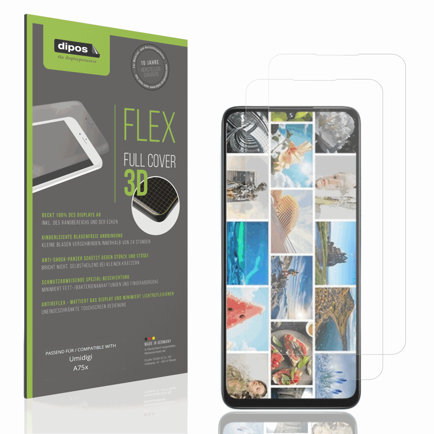 Matte Displayschutzfolie von dipos passend für Umidigi A75x, 100% Displayabdeckung und blasenfreie Montage