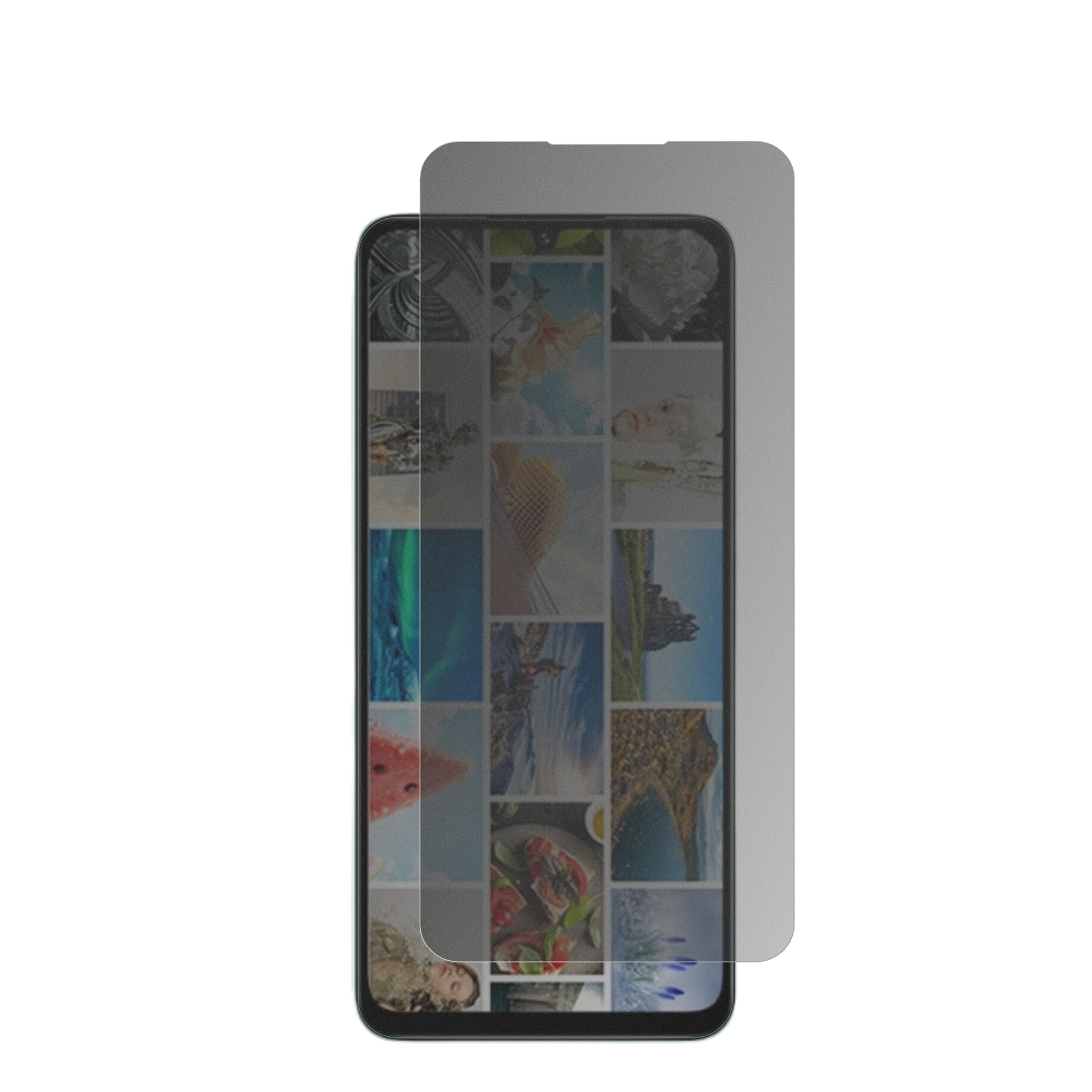 UmidigiA75x mit aufgebrachter dipos Flex Schutzfolie, die seitliche Einblicke blockiert