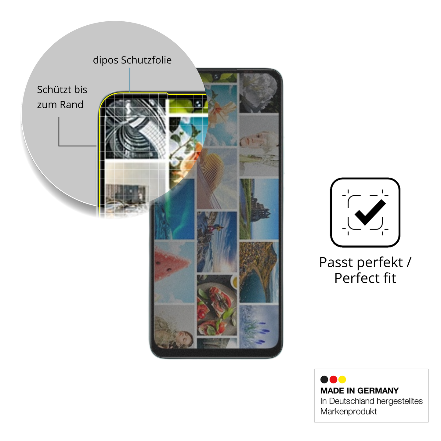 Schutz gegen Kratzer auf dem Umidigi A75x Glas durch Schlüssel, Stöße gegen die Tischkante oder Stürze