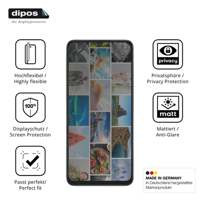 Flexible TPU-Folie passend zugeschnitten für Umidigi A75x, mit Privatsphäre-Schutz durch Sichtschutz-Folie