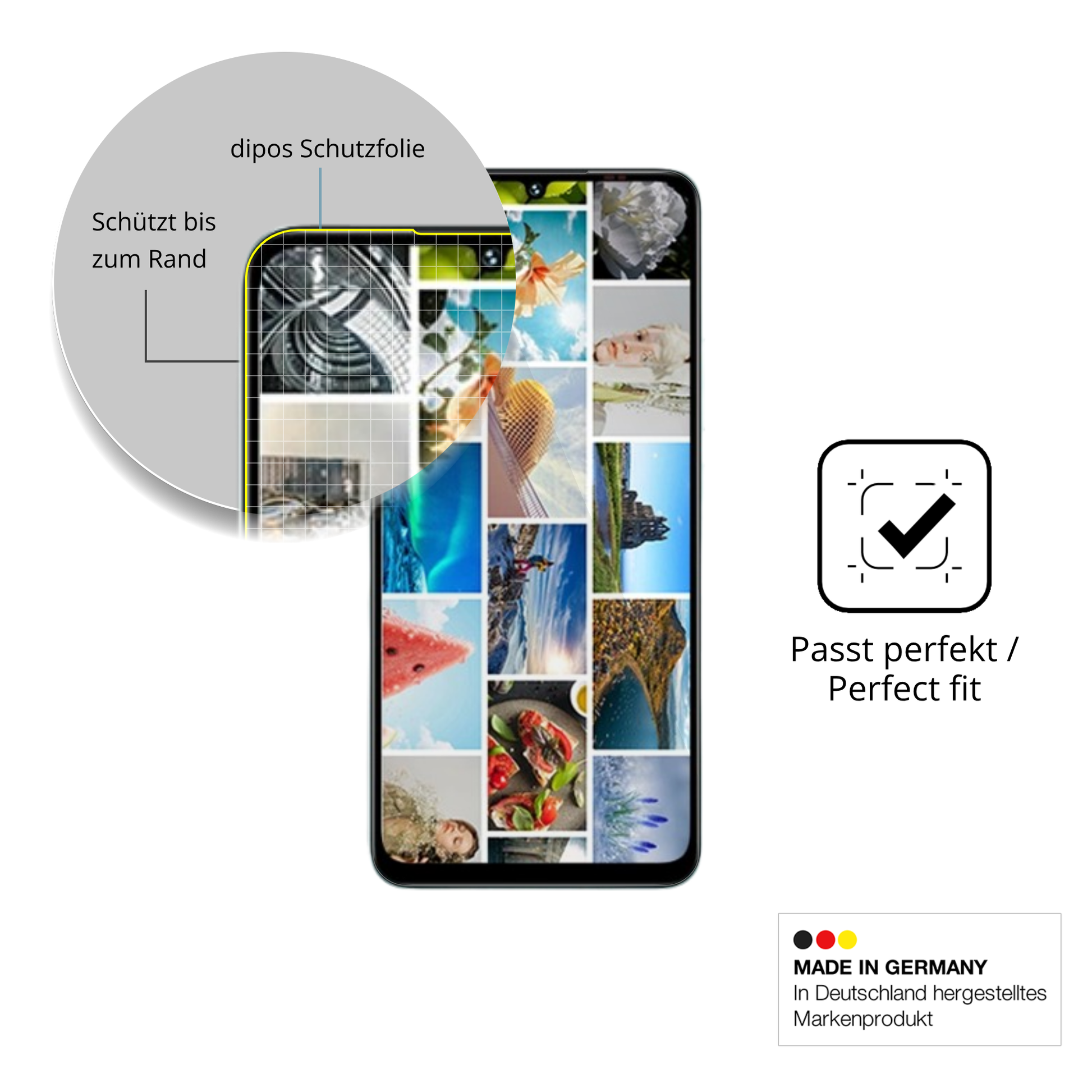 Schutzfolie mit optimaler Passform, zur Verwendung mit Hüllen geeignet