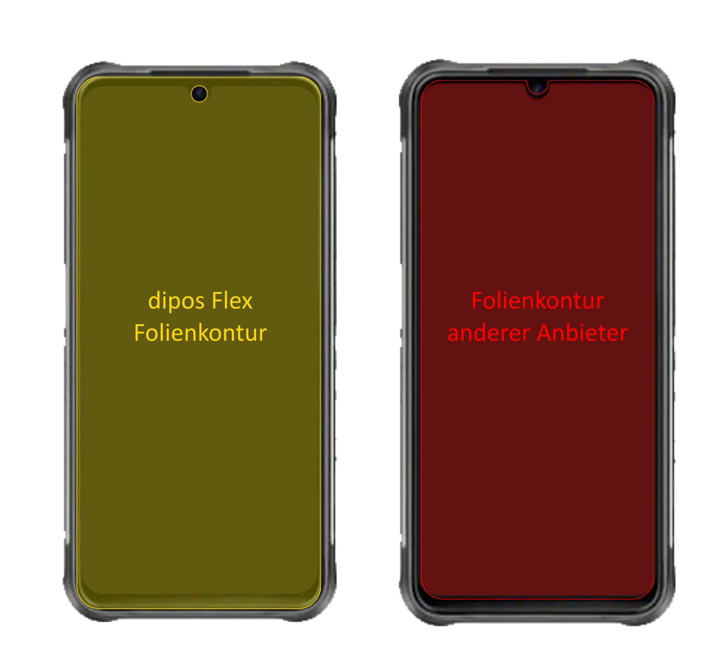 UmidigiBison mit aufgebrachter dipos Displayschutzfolie, glasklare Darstellung ohne Einschränkungen
